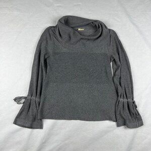 Anthropologie Moth Dark Grey Cowl Neck Sweater w/Tie Sleeves Size S